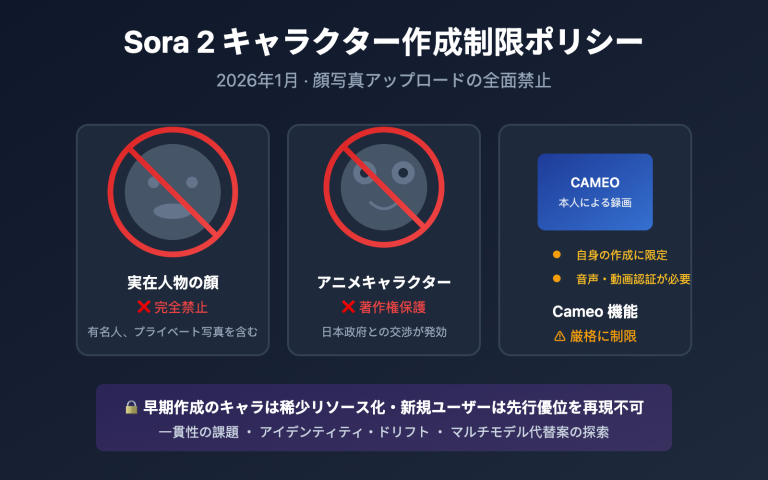 sora 2 character face restriction policy 2026 ja image 0 图示