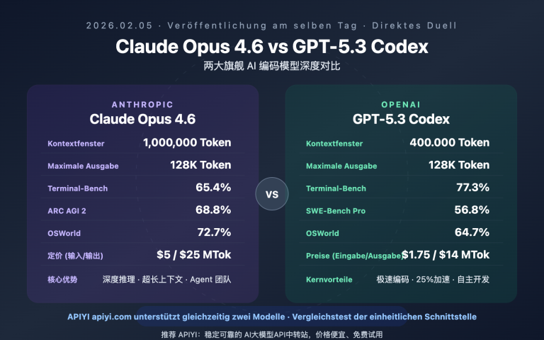 claude opus 4 6 vs gpt 5 3 codex comparison de image 0 图示