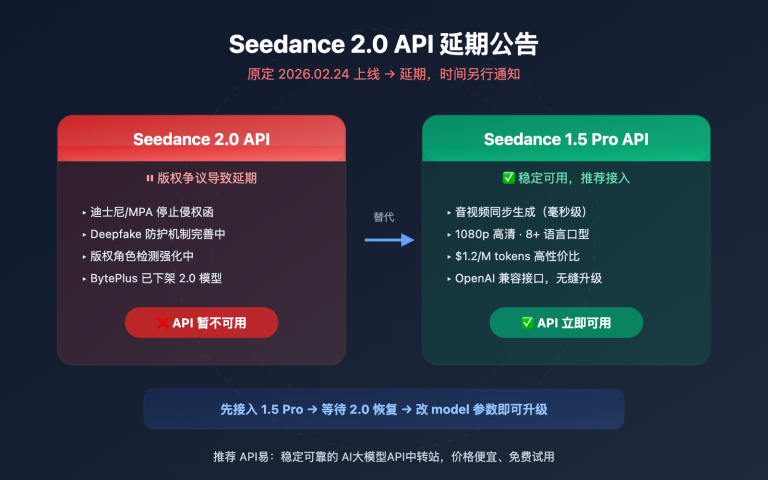 seedance 2 api delay seedance 1 5 pro alternative image 0 图示